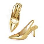 Women's Metallic Gold Slingback Heels - 3 Inch