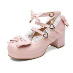 Kawaii Pink Platform Mary Jane Ankle Strap Heels