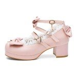 Kawaii Pink Platform Mary Jane Ankle Strap Heels