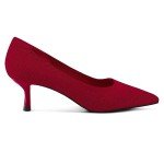 Red Knitting 2-Inch Kitten Heel Pumps for Women