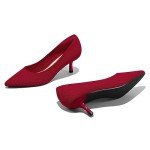 Red Knitting 2-Inch Kitten Heel Pumps for Women