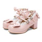 Kawaii Pink Platform Mary Jane Ankle Strap Heels