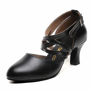 Women's Black Cross Strap Dance Heels 6.5