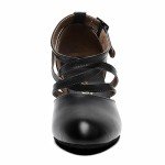 Women's Black Cross Strap Dance Heels 6.5