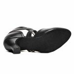 Women's Black Cross Strap Dance Heels 6.5