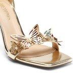 Strappy Gold Lace-Up High Heels for Women