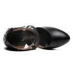 Women's Black Cross Strap Dance Heels 6.5