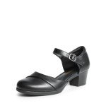 Comfortable Black Mary Jane Block Heel Pumps