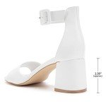 Greatonu Women's White Open Toe Block Heel Sandals