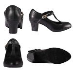 Black T-Strap Latin Ballroom Dance Heels for Women