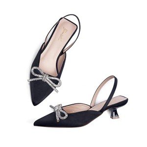 Elegant Rhinestone Bow Slingback Heels for Women