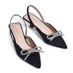 Elegant Rhinestone Bow Slingback Heels for Women