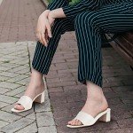 Off White Chunky Block Heel Open Toe Sandals