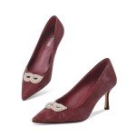 Stylish Burgundy Rhinestone High Heel Wedding Pumps