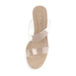 Nude/Clear Block Heel Sandals for Women