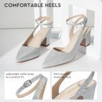 Alicepub Women's Chunky Block Heels - Silver Glitter