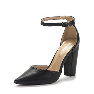 DREAM PAIRS Women's Coco Black Mid Heel Pumps