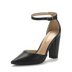 DREAM PAIRS Women's Coco Black Mid Heel Pumps