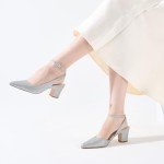 Alicepub Women's Chunky Block Heels - Silver Glitter