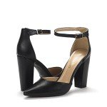 DREAM PAIRS Women's Coco Black Mid Heel Pumps