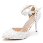 Floral Lace High Heel Bridal Party Pumps