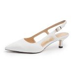 Women's White Slingback Kitten Heels Size 10