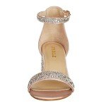 Champagne Open Toe Ankle Strap Chunky Heels