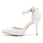 Floral Lace High Heel Bridal Party Pumps