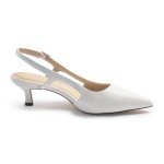 Women's White Slingback Kitten Heels Size 10