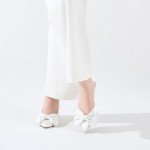 AlicePub Women's White Bow Slingback Kitten Heels