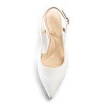 Women's White Slingback Kitten Heels Size 10