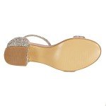 Champagne Open Toe Ankle Strap Chunky Heels