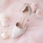 Floral Lace High Heel Bridal Party Pumps