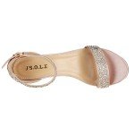 Champagne Open Toe Ankle Strap Chunky Heels