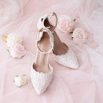 Floral Lace High Heel Bridal Party Pumps