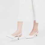 Women's White Slingback Kitten Heels Size 10