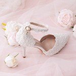 Floral Lace High Heel Bridal Party Pumps