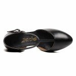 Bokimd Women's Black T-Strap Ballroom Dance Heels