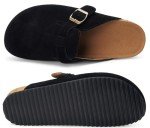 Women's Suede Clogs with Arch Support - Black