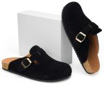 Women's Suede Clogs with Arch Support - Black