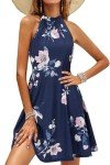 OUGES Women's Floral Halter Neck Summer Dress