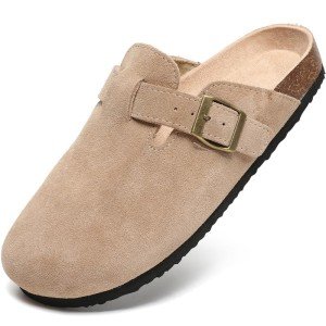 Maxome Women's Soft Suede Cork Footbed Clogs