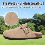 Maxome Women's Soft Suede Cork Footbed Clogs