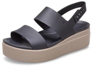 Women's Crocs Brooklyn Low Wedge Sandals - Black/Mushroom