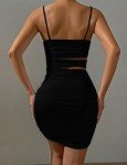 FEOYA Mini Dress Adherent Short Women's Backless Summer Dresses Design Cutout Waist Curvy Size L Black 05