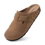 IIITHREE Women's Soft Suede Clogs with Adjustable Buckle