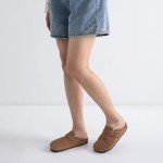 IIITHREE Women's Soft Suede Clogs with Adjustable Buckle