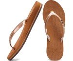Women's Lightweight Arch Support Beach Flip Flops - Khaki