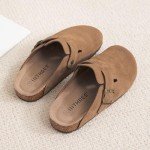 IIITHREE Women's Soft Suede Clogs with Adjustable Buckle