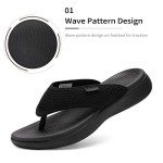 Women's Black Arch Support Soft Cushion Flip Flops